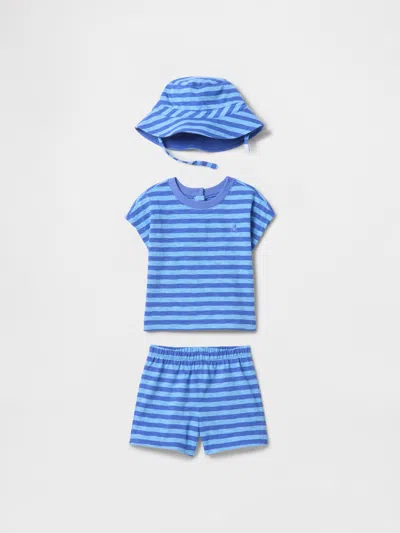 Gap Kids' Baby Organic Cotton Three-piece Outfit Set In Blue Stripe