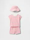 Gap Baby Organic Cotton Three-piece Outfit Set In Pink Stripe