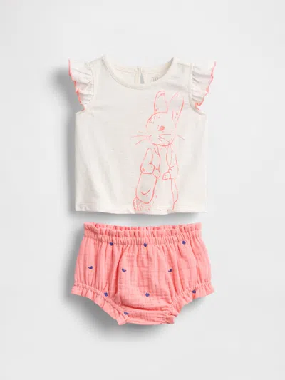 Gap Kids' Baby Peter Rabbit™ T-shirt Outfit Set In Coral Frost Pink
