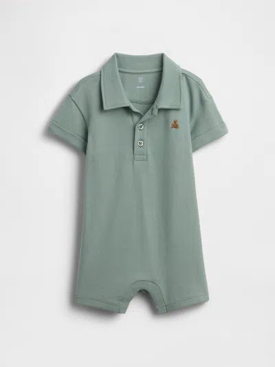 Gap Baby Pique Polo Shirt Shorty One-piece In Green