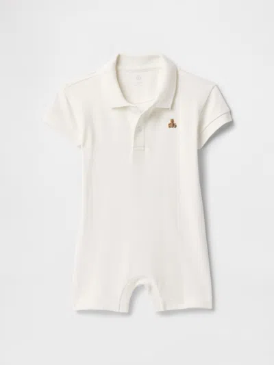 Gap Baby Pique Polo Shirt Shorty One-piece In Off White
