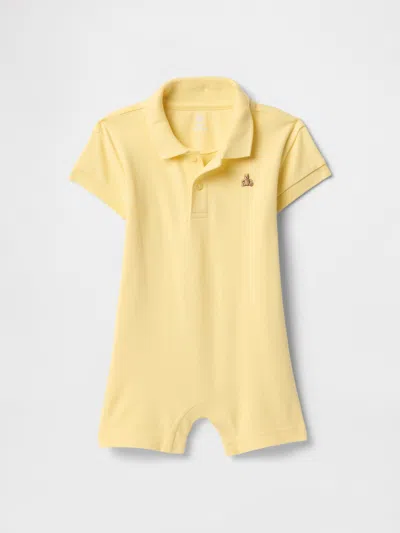 Gap Baby Pique Polo Shirt Shorty One-piece In Pale Banana Yellow