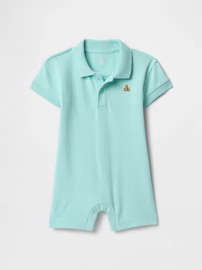 Gap Baby Pique Polo Shirt Shorty One-piece In Surf Spray Green