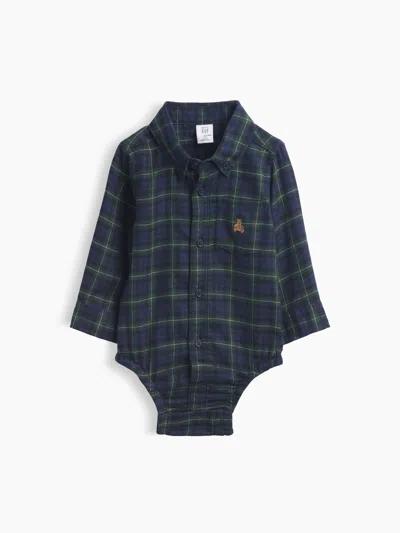 Gap Baby Plaid Flannel Bodysuit In Blackwatch Plaid
