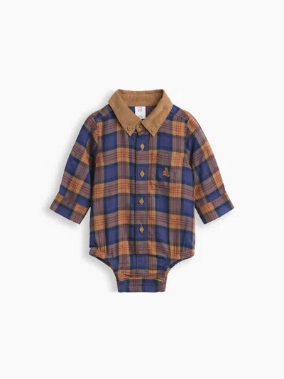 Gap Baby Plaid Flannel Bodysuit In Blue Brown Plaid