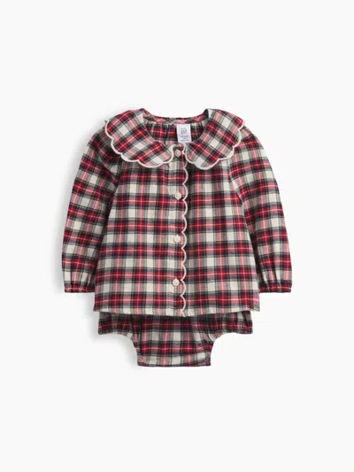 Gap Baby Plaid Flannel Bodysuit Dress In Brown