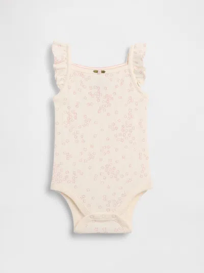 Gap Baby Pointelle Rib Floral Tank Bodysuit In Pink