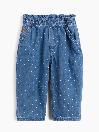 Gap Baby Polka Dot Pull-on Ruffle Barrel Jeans In Medium Wash