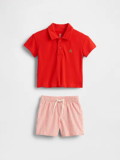 Gap Baby Polo Shirt Outfit Set In Red Stripe