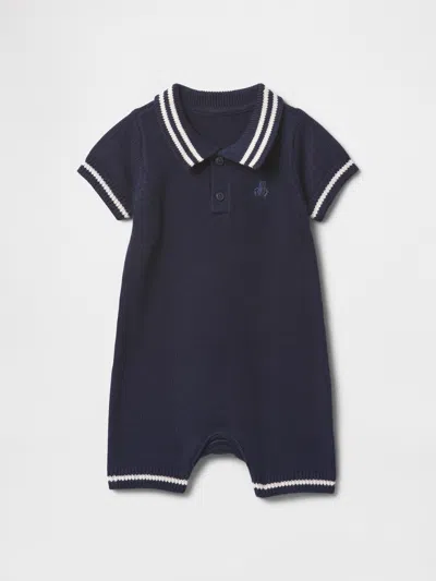 Gap Baby Polo Shirt Sweater Shorty One-piece In Dark Night Blue