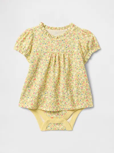 Gap Baby Puff-sleeve Shirt Bodysuit In Yellow Floral