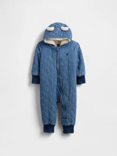 Gap Baby Quilted Denim Cozy One-piece In Blue