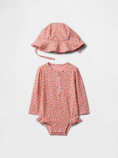 Gap Baby Rash Guard Swim Set In Strawberry Print