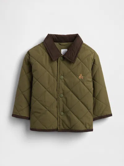 Gap Kids' Baby Recycled Quilted Barn Jacket In Green