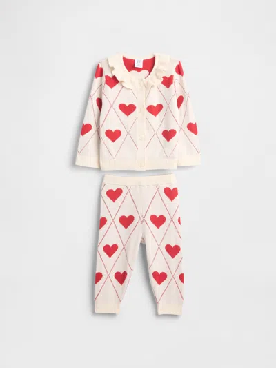 Gap Baby Ruffle Collar Cardigan Sweater Set In Red