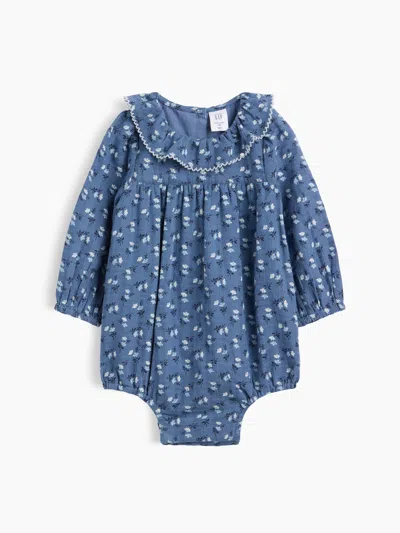 Gap Baby Ruffle Collar Floral Bubble Bodysuit In Blue
