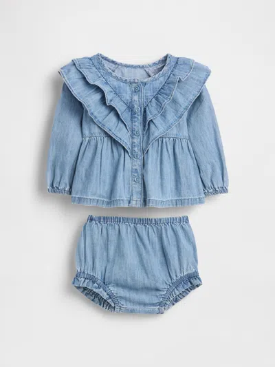 Gap Baby Ruffle Denim Outfit Set In Blue