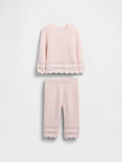 Gap Baby Scalloped Sweater Outfit Set In Pink