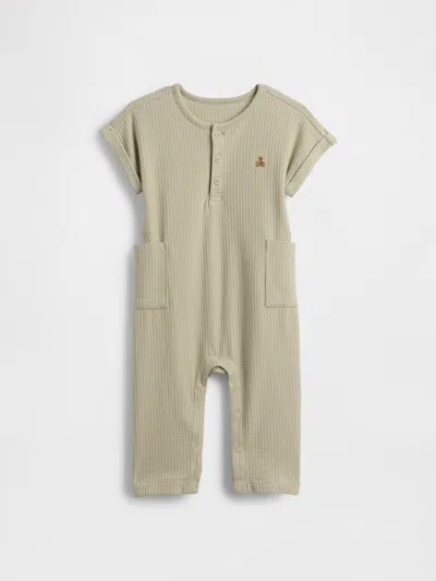 Gap Kids' Baby Seersucker Henley Footless One-piece In Green