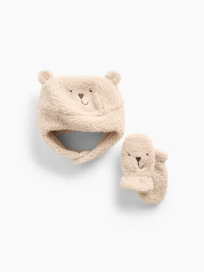 Gap Baby Sherpa Brannan Bear Hat & Mittens Set In Bedrock
