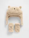 Gap Baby Sherpa Brannan Bear Hat & Mittens Set In Brown