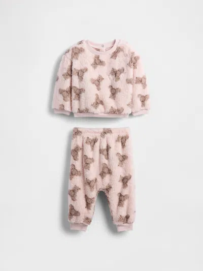 Gap Kids' Baby Sherpa Brannan Bear Outfit Set In Pink