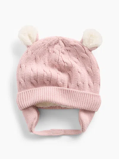 Gap Baby Sherpa-lined Cable-knit Bear Beanie In Primitive Pink