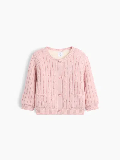 Gap Baby Sherpa-lined Cable-knit Cardigan Sweater In Primitive