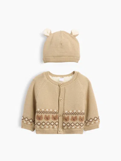Gap Baby Sherpa-lined Cardigan Sweater Set In Neutral