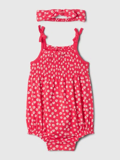 Gap Baby Smocked Bubble Shorty Set In Slipper Red