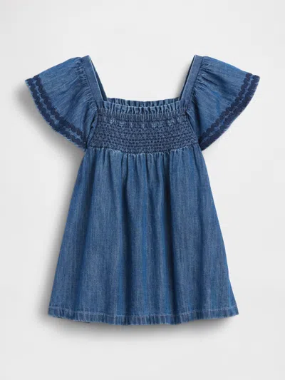 Gap Baby Smocked Denim Dress In Blue