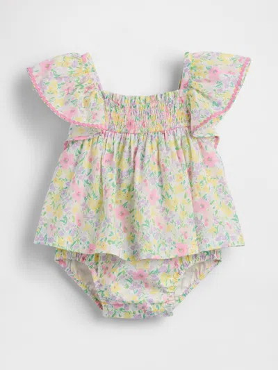 Gap Kids' Baby Smocked Flutter-sleeve Bodysuit Dress In Pink