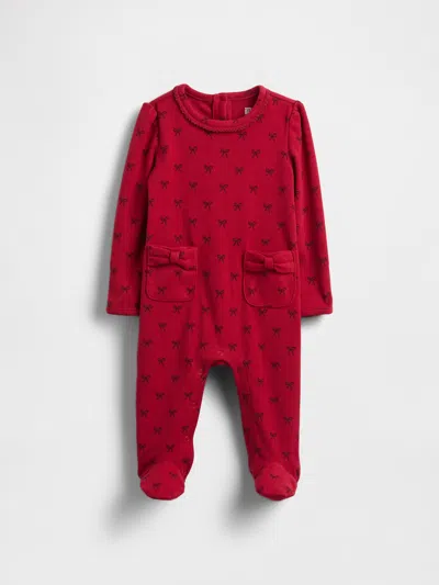 Gap Baby Softspun Bow Pocket Footed One-piece In Red