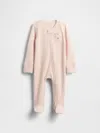 Gap Baby Softspun Waffle Bear-pocket Footed One-piece