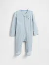 Gap Baby Softspun Waffle Bear Pocket Footed One-piece In Gray