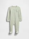 Gap Baby Softspun Waffle Bear-pocket Footed One-piece In Multi
