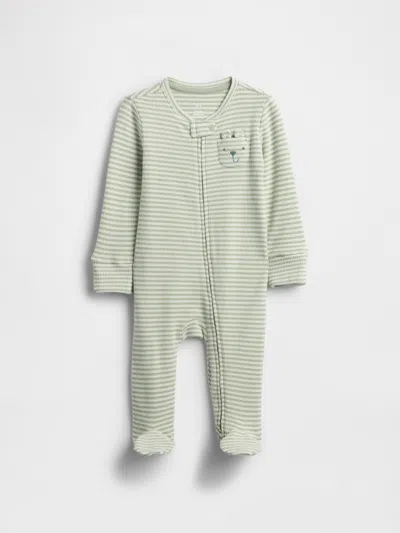 Gap Kids' Baby Softspun Waffle Bear-pocket Footed One-piece In Multi