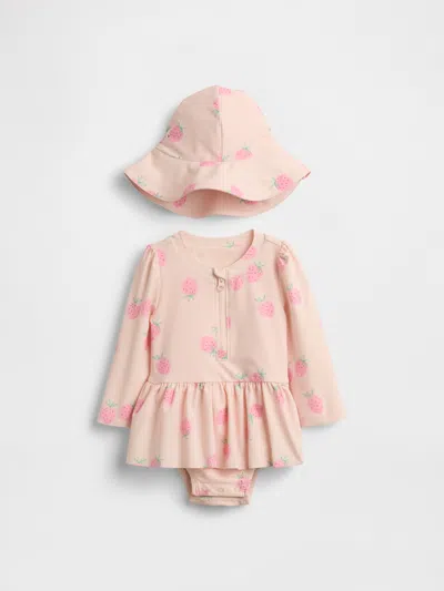 Gap Baby Strawberry Rash Guard Swim Set In Pink