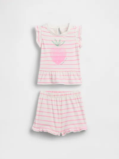 Gap Baby Strawberry Ruffle Outfit Set In Pink