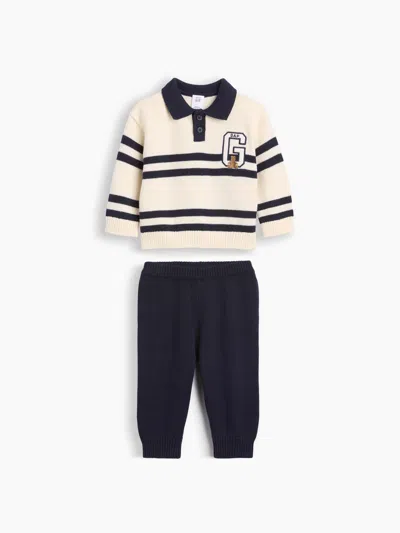Gap Baby Stripe Polo Shirt Sweater Outfit Set In Navy White Stripe