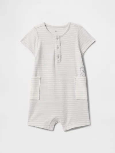 Gap Kids' Baby Supima® Pocket Shorty One-piece In Grey Stripe