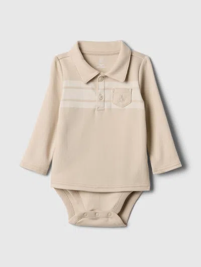 Gap Baby Supima® Polo Shirt Bodysuit In Bedrock Beige