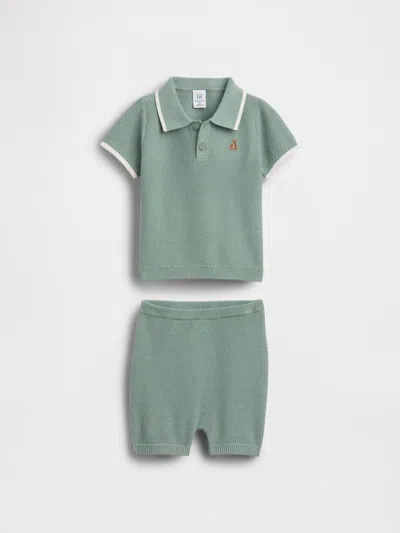 Gap Baby Sweater Polo Shirt Outfit Set In Green