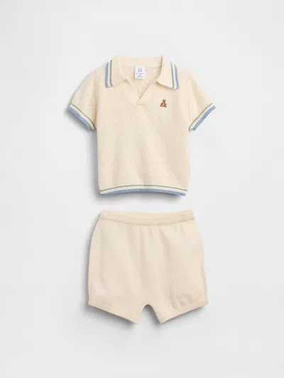 Gap Baby Sweater Polo Shirt Outfit Set In White