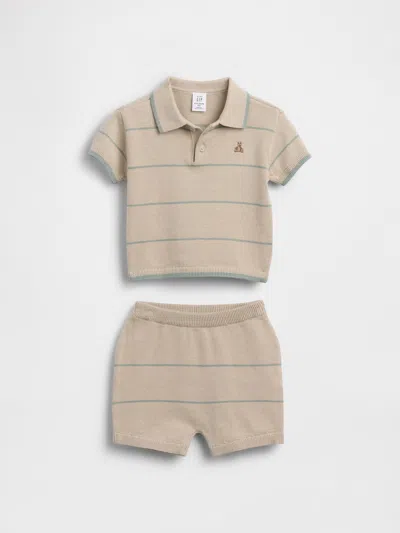 Gap Baby Sweater Polo Shirt Stripe Outfit Set In Brown
