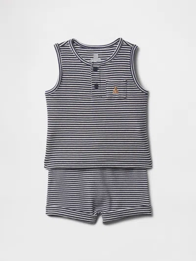 Gap Baby Tinyrib Henley Outfit Set In Navy Blue Stripe