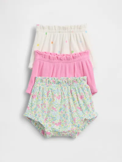Gap Baby Tinyrib Pull-on Ruffle Shorts (3-pack) In Multi