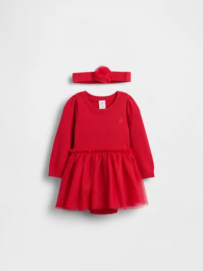 Gap Baby Tulle Sweater Bodysuit Dress Set In Red