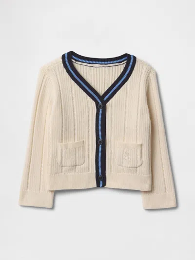Gap Baby V-neck Rib Cardigan In Ivory Frost