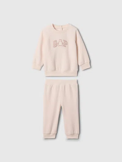 Gap Kids' Baby Vintage Soft Bear Logo Sweat Set In Barely Pink